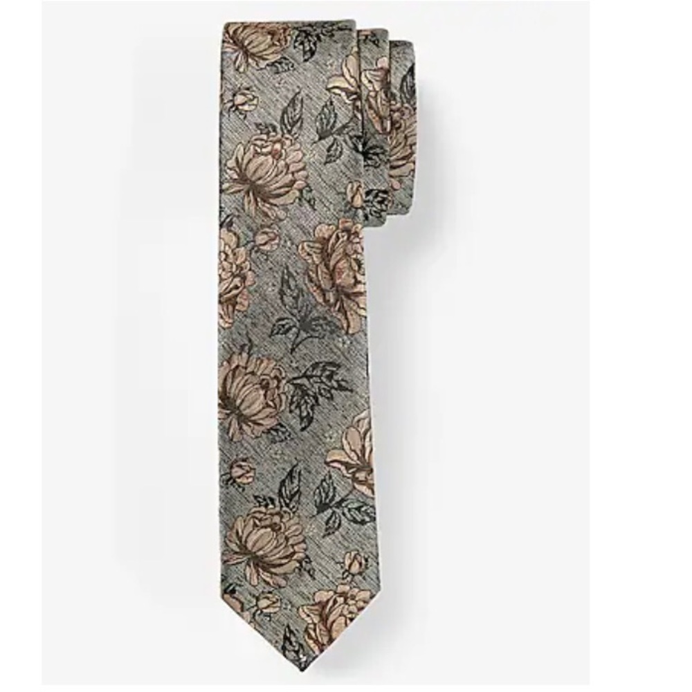 Express charcoal textured floral tie